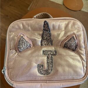 Pink Unicorn Lunch Bag letter J
